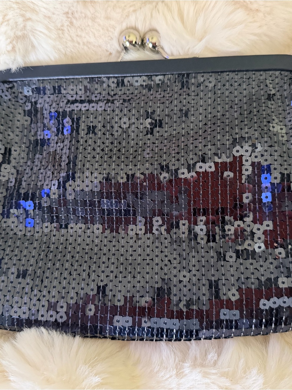 Coach Julia Special Edition Blue Sequin Frame Clutch with silver Logo - Picture 7 of 11